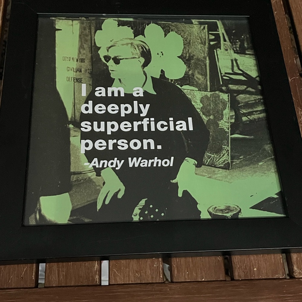 Andy Warhol I am a deeply superficial person Green Black Wall Art Decor